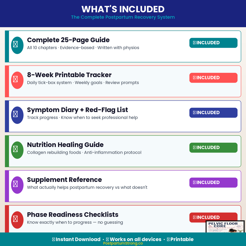 Pelvic Floor Strengthening Guide PDF | Postpartum Core Exercises | Diastasis Recti Recovery | New Mom Workout Plan Instant Download