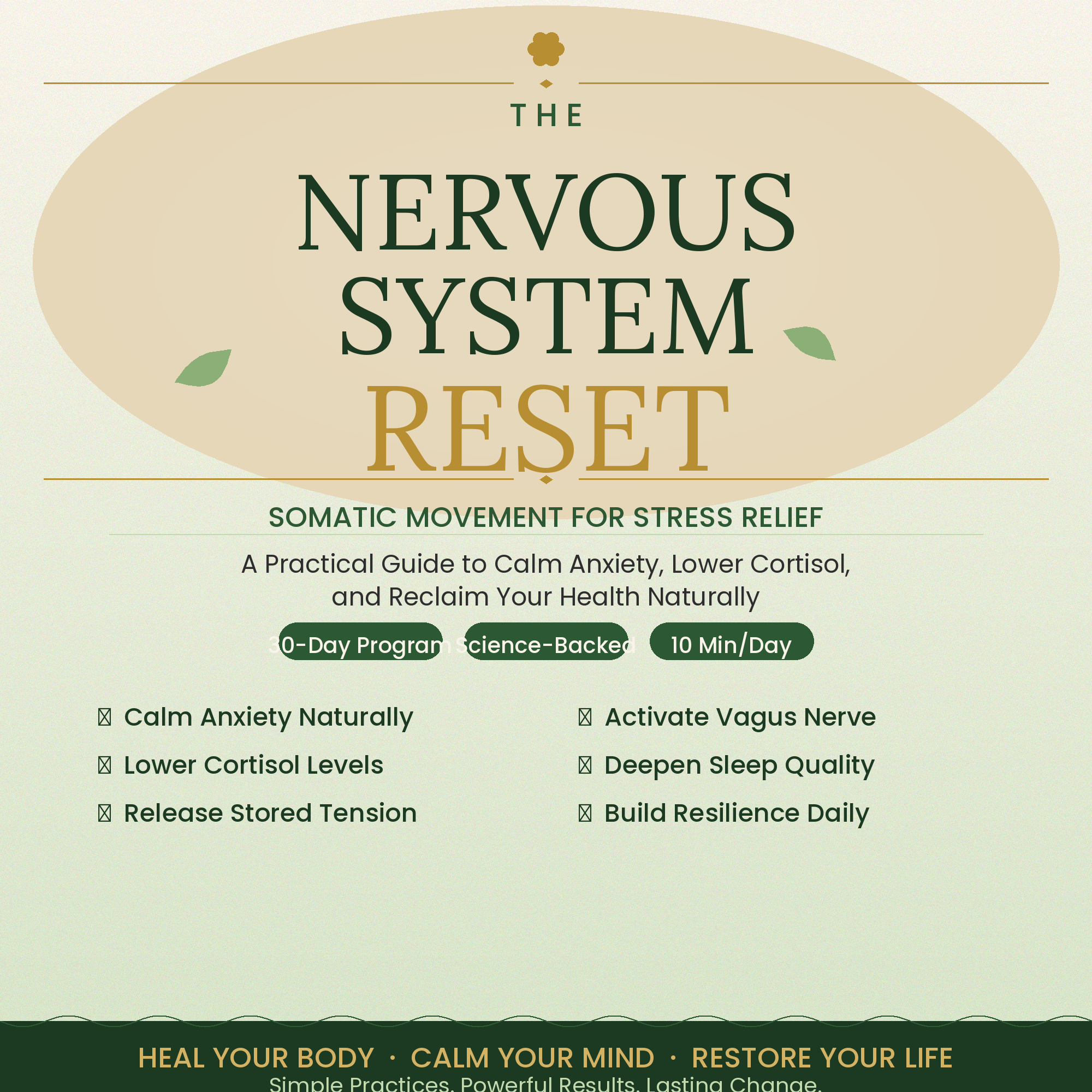 Somatic Exercises for Nervous System Regulation PDF — Vagus Nerve Reset & Trauma Release Workbook | Beginner's Guide to Anxiety Relief, Stress Healing & Low Cortisol in 10 Minutes a Day