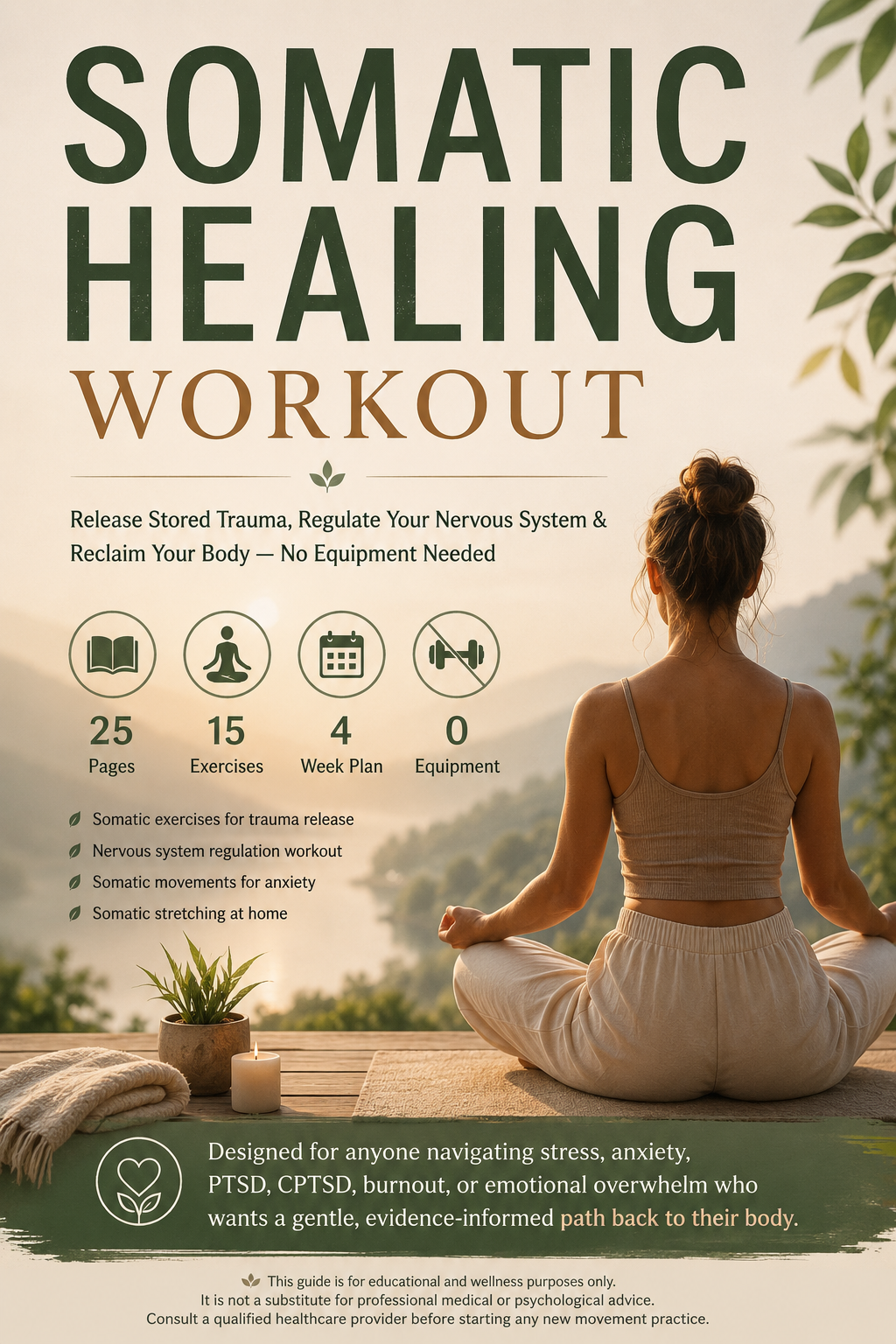 Somatic Healing Workout Guide — 4-Week Trauma Release & Nervous System Regulation PDF | 15 Somatic Exercises for Anxiety, PTSD, Burnout & Stress Relief | No Equipment Needed