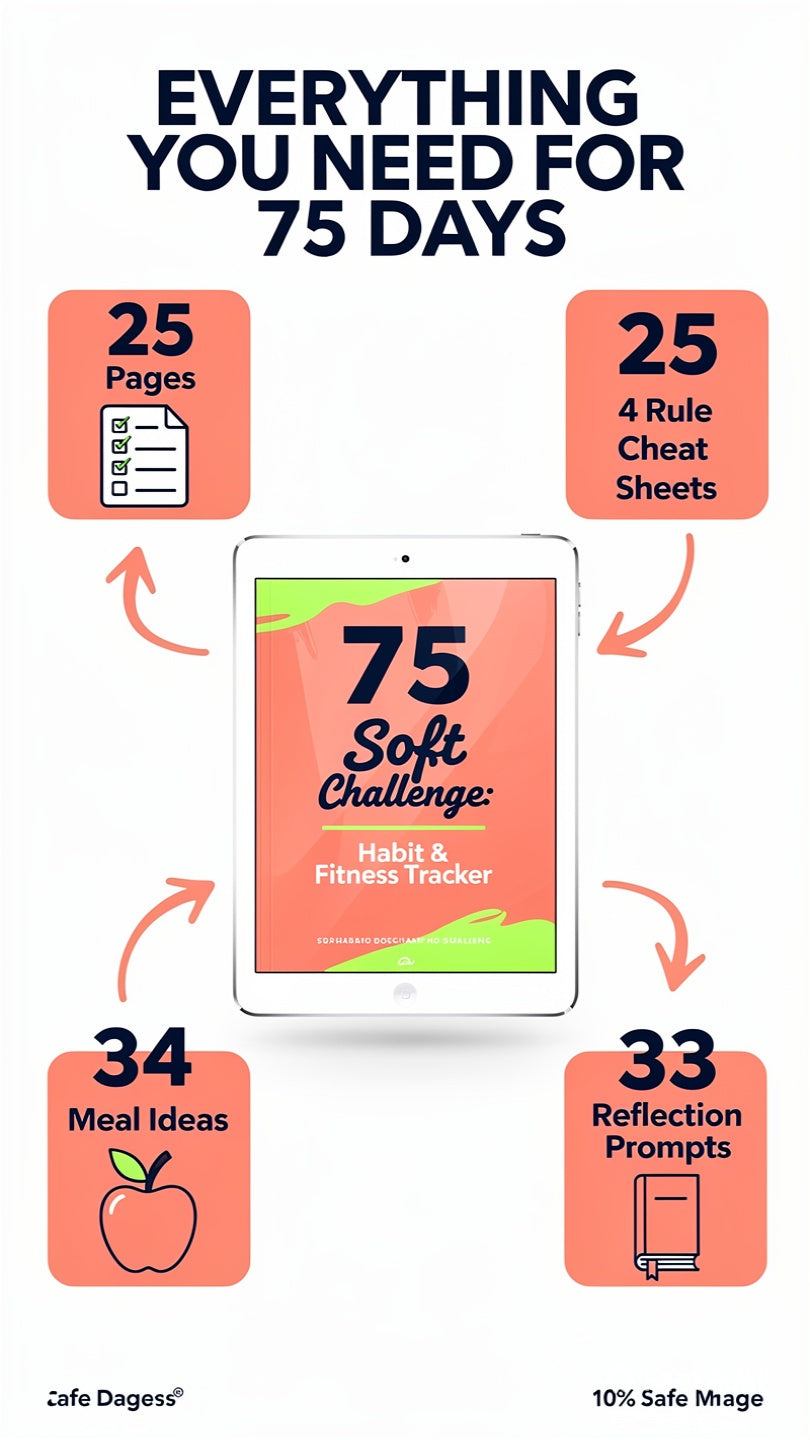 Sustainable 75 Soft Challenge Tracker eBook (Habit & Fitness Plan) | 3L Water, 45-Min Workout, 10-Min Reading