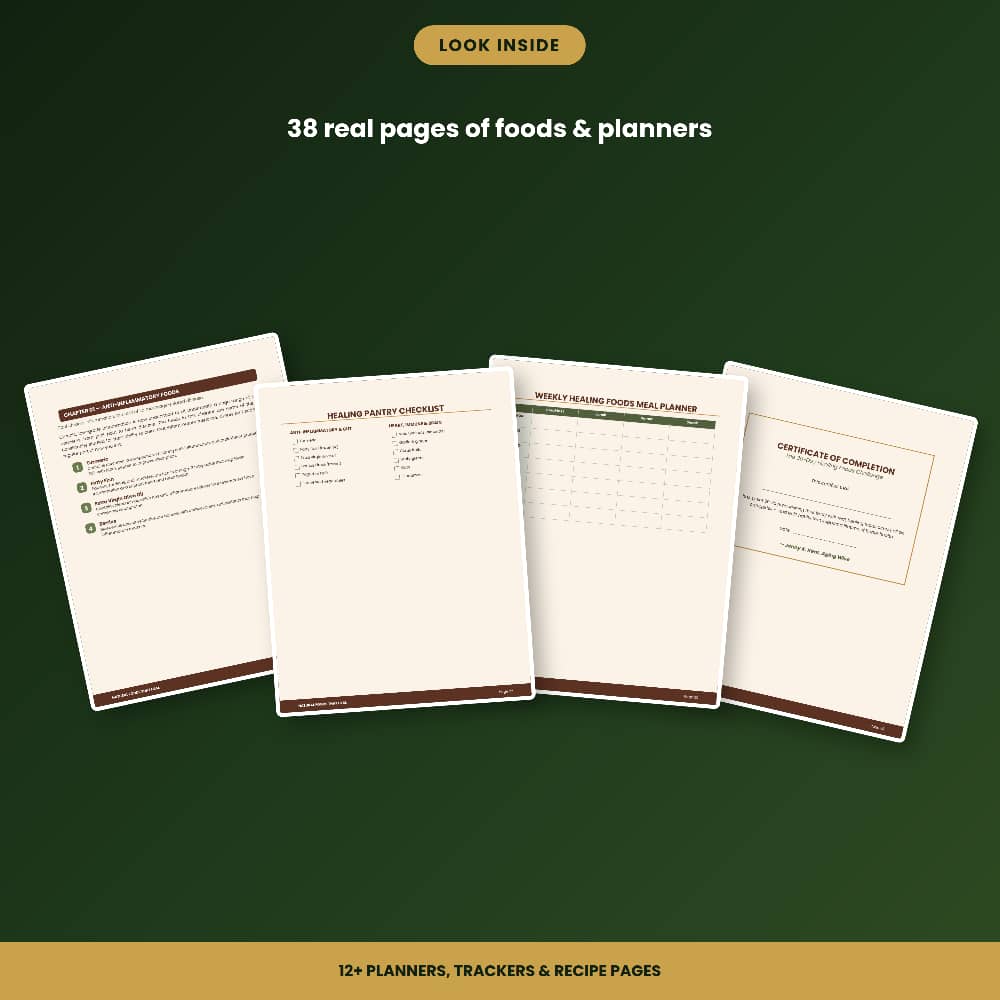Healthy Aging eBook PDF | 38-Page Fillable Nutrition Workbook | Anti Inflammatory Meal Planner, Healing Foods Guide, Self Care