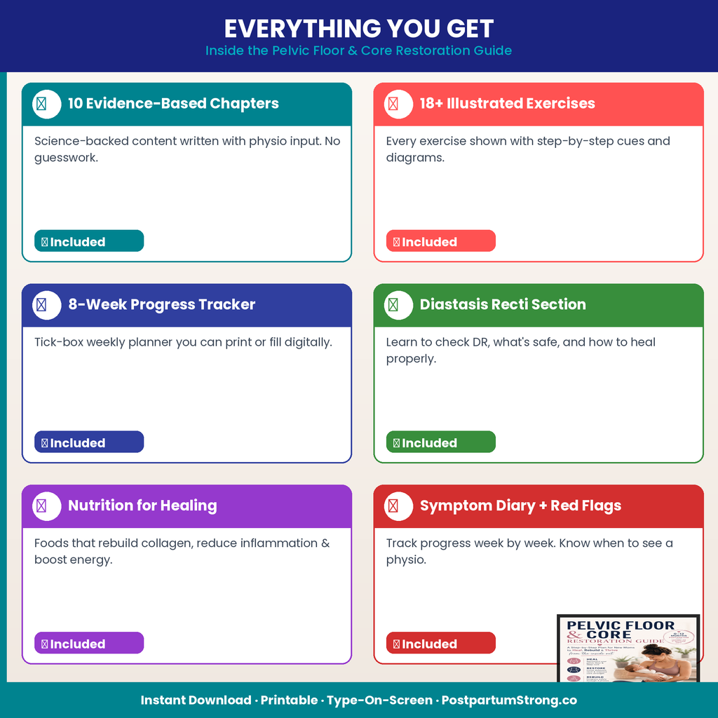 Pelvic Floor Strengthening Guide PDF | Postpartum Core Exercises | Diastasis Recti Recovery | New Mom Workout Plan Instant Download