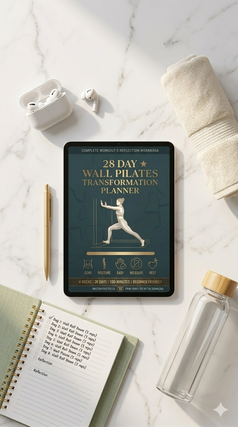 28 Day Wall Pilates Planner PDF, At Home Workout Journal, Low Impact Fitness Digital Download, Core Strength Posture Tracking Template