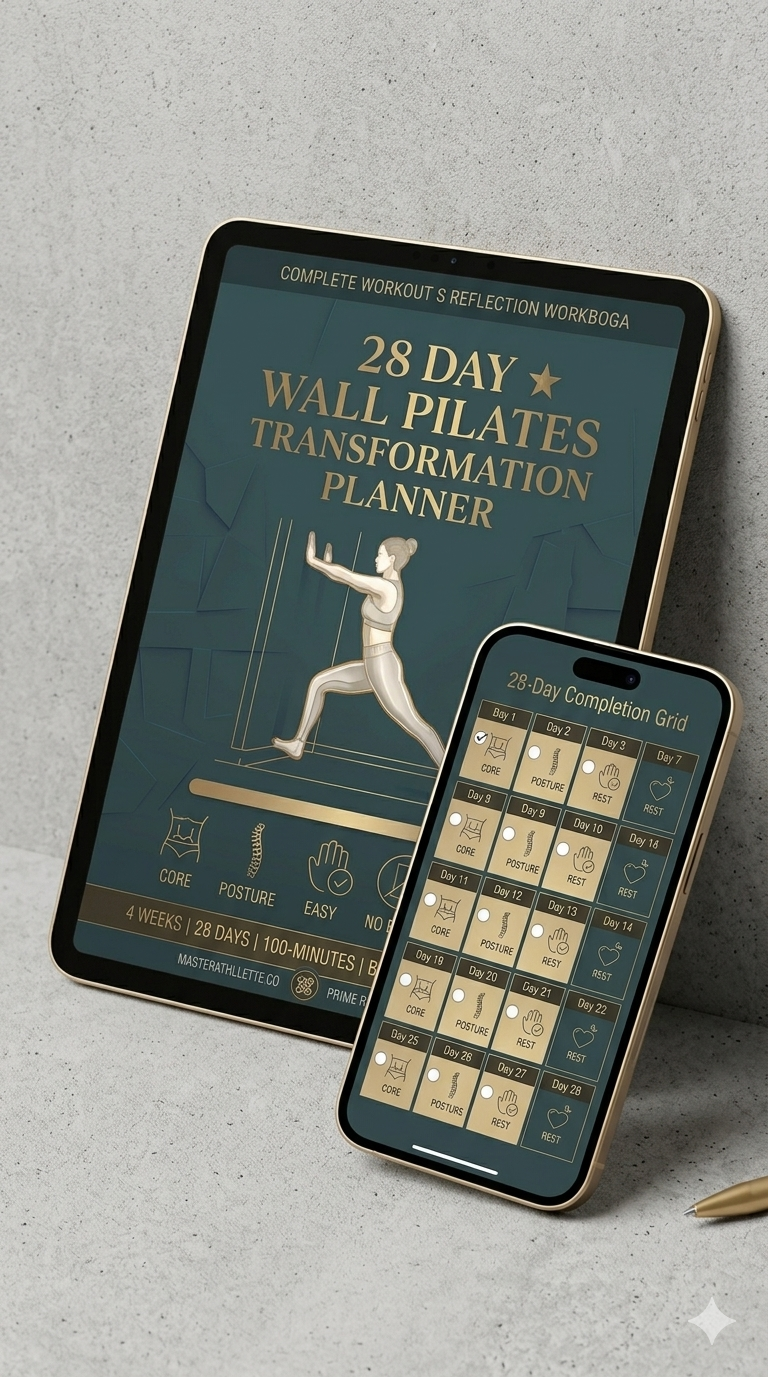 28 Day Wall Pilates Planner PDF, At Home Workout Journal, Low Impact Fitness Digital Download, Core Strength Posture Tracking Template