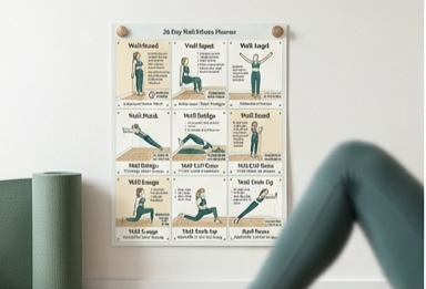 Wall Pilates Exercise Chart Poster, Workout Reference Guide PDF, Home Fitness Routine Graphic, Printable Poster Visual Flashcards