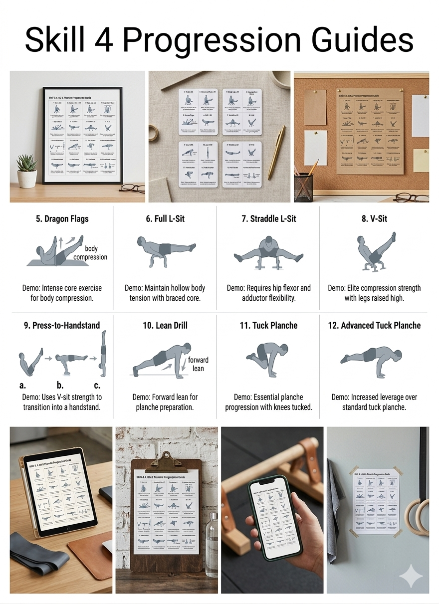 Calisthenics SVG Vector Bundle, Minimalist Workout Clipart, Fitness Poster Graphics, Gymnastic Skill PNG Digital Illustration Clipart