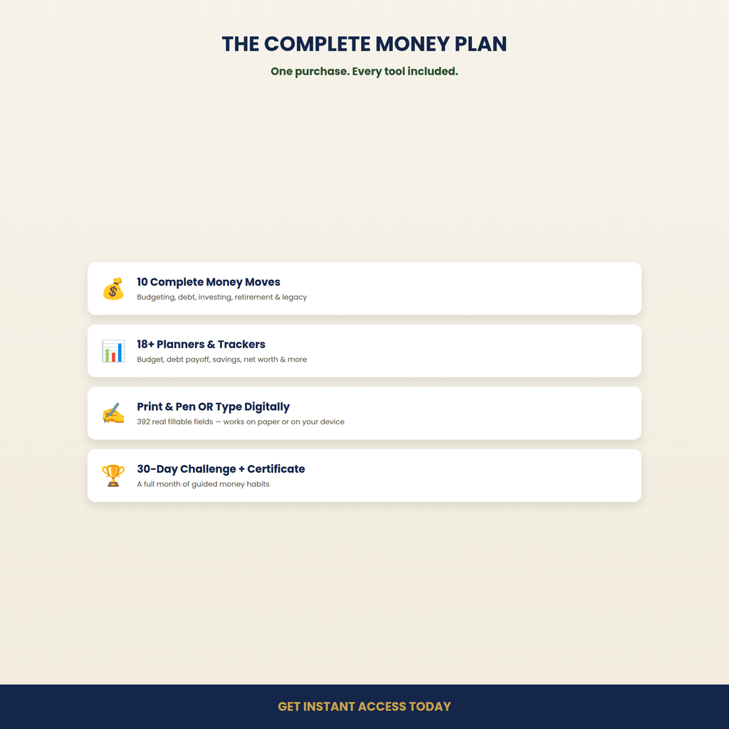 Financial Planner PDF Bundle | 43-Page Fillable Budget Workbook | Debt Payoff Savings Net Worth Tracker, Retirement Planning Over 40