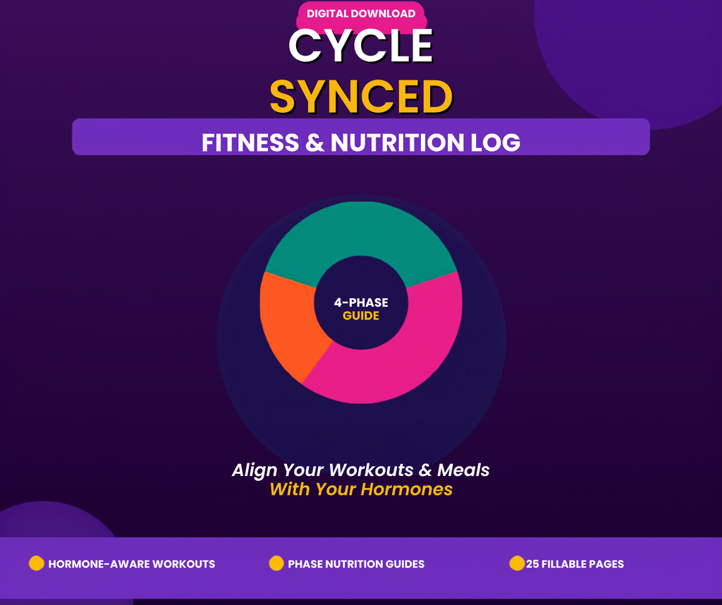 Cycle Synced Fitness & Nutrition Log for Women, Hormone Balance Planner, Menstrual Cycle Workout Tracker, Wellness Journal PDF, Printable Fitness Planner