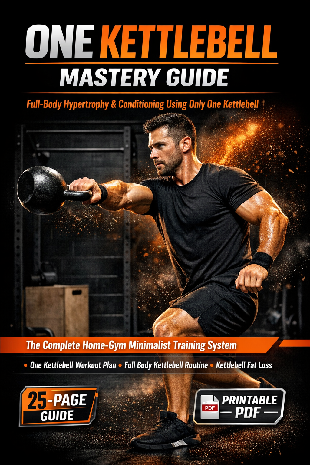One Kettlebell Workout Plan | Full Body Fat Loss & Muscle Guide | 25-Page Home Gym PDF | Printable Fitness eBook | Instant Download