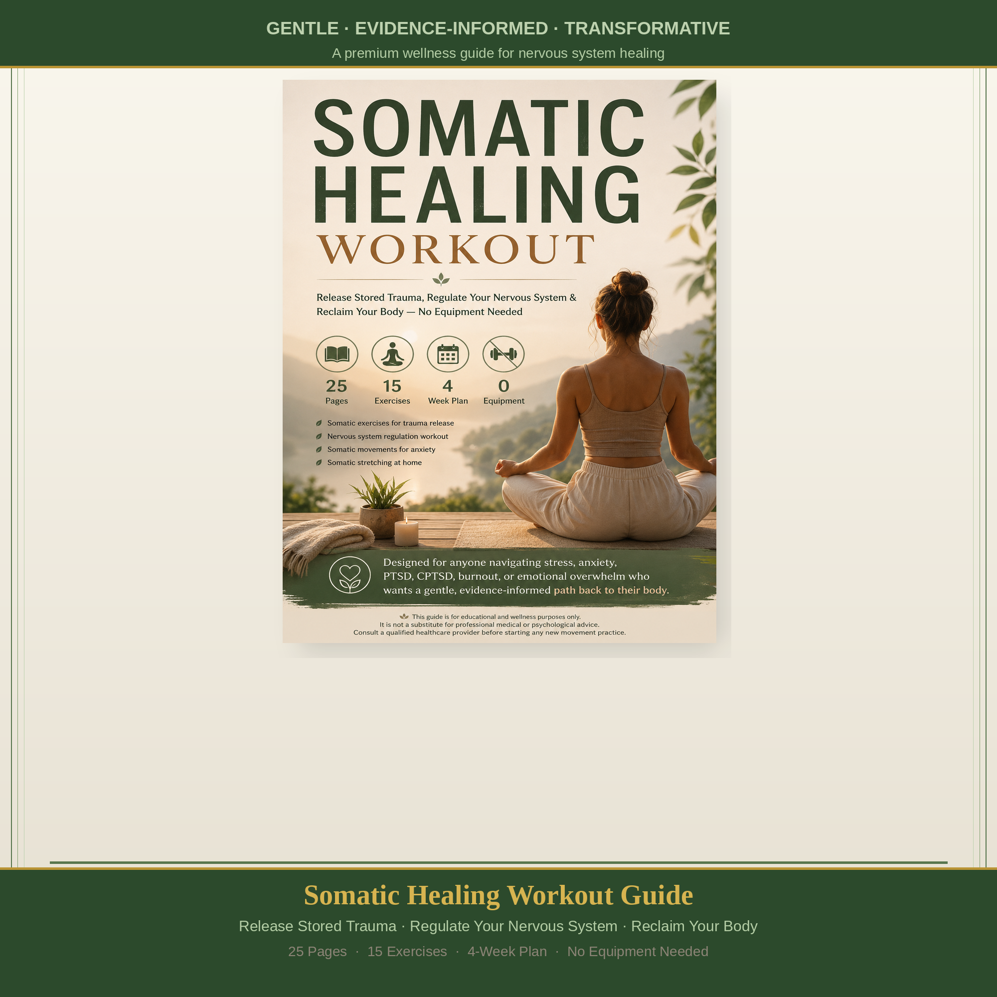 Somatic Healing Workout Guide — 4-Week Trauma Release & Nervous System Regulation PDF | 15 Somatic Exercises for Anxiety, PTSD, Burnout & Stress Relief | No Equipment Needed