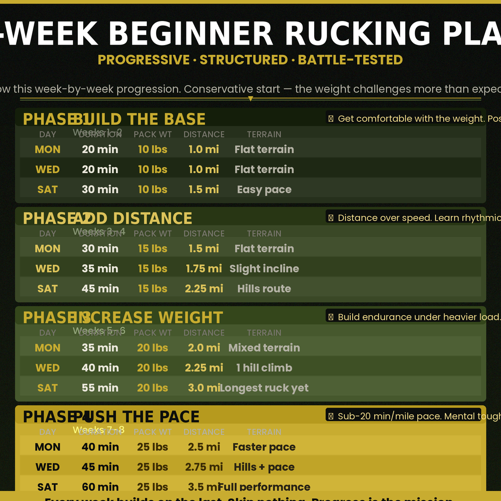 Rucking for Beginners: Complete Workout Plan PDF — Burn 2-3x More Calories Than Walking | 8-Week Weighted Backpack Fat Loss & Muscle-Preserving Cardio Guide