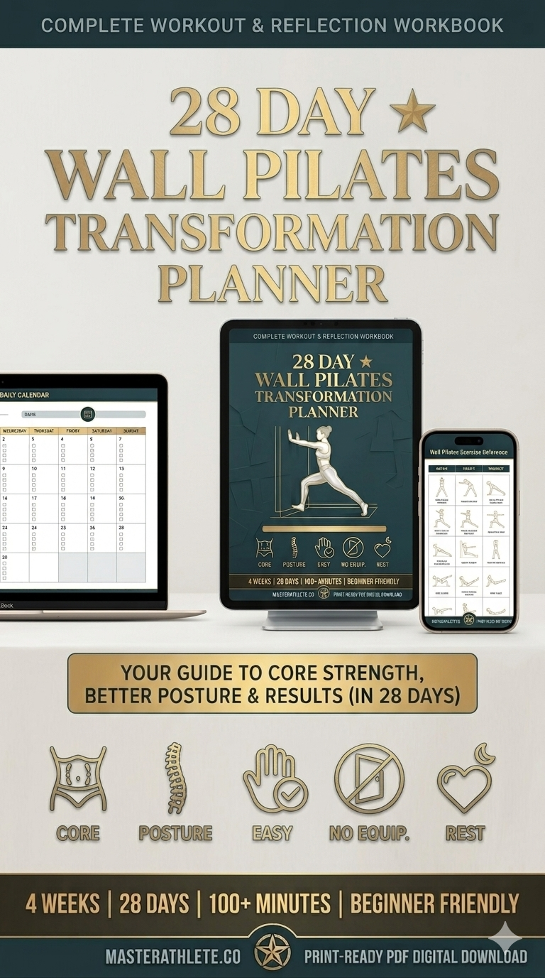 28 Day Wall Pilates Planner PDF, At Home Workout Journal, Low Impact Fitness Digital Download, Core Strength Posture Tracking Template