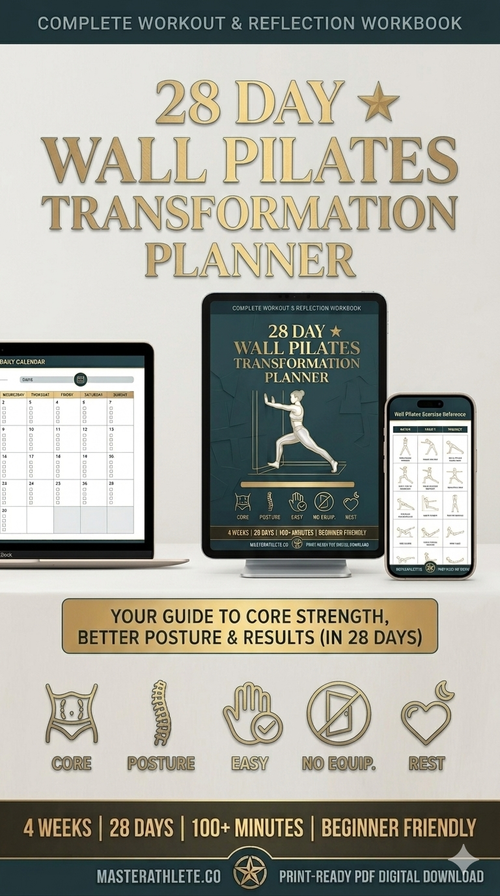 28 Day Wall Pilates Planner PDF, At Home Workout Journal, Low Impact Fitness Digital Download, Core Strength Posture Tracking Template