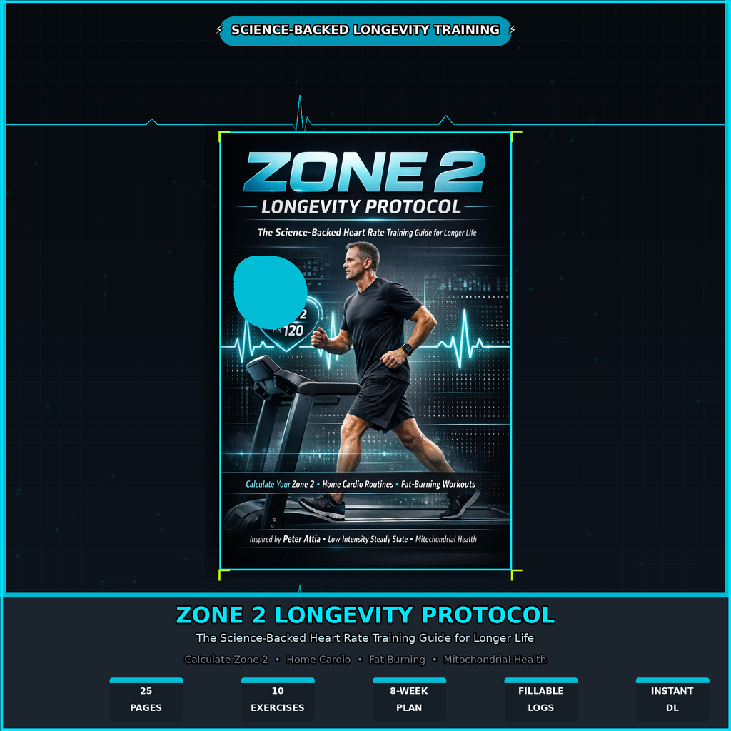 Zone 2 Heart Rate Training Guide | Longevity Workout PDF | Home Cardio Plan | Calculate Zone 2 | Fat Burning Fitness eBook | Instant Download