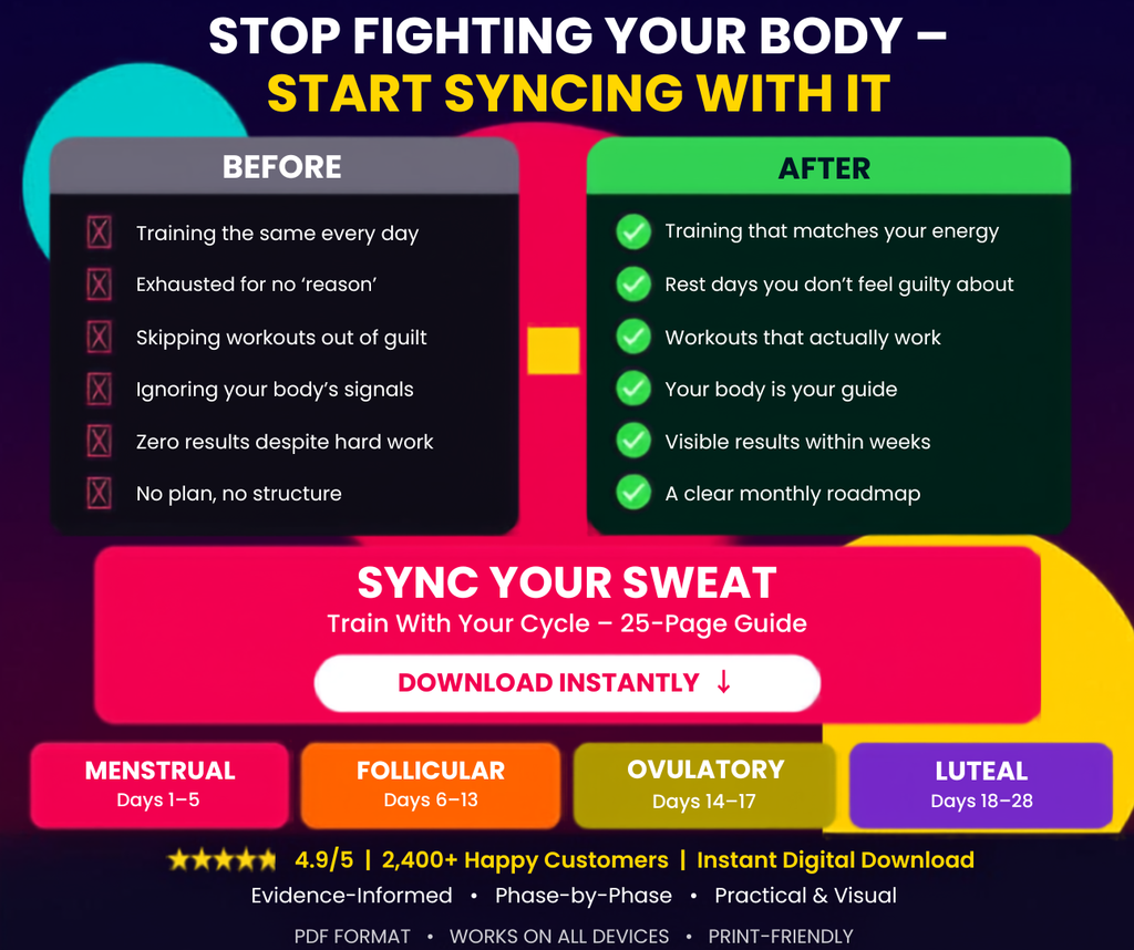 Sync Your Sweat Fitness Guide, Cycle Syncing Workout Plan for Women, Hormone Balance Wellness Ebook, Menstrual Cycle Fitness PDF, Digital Download