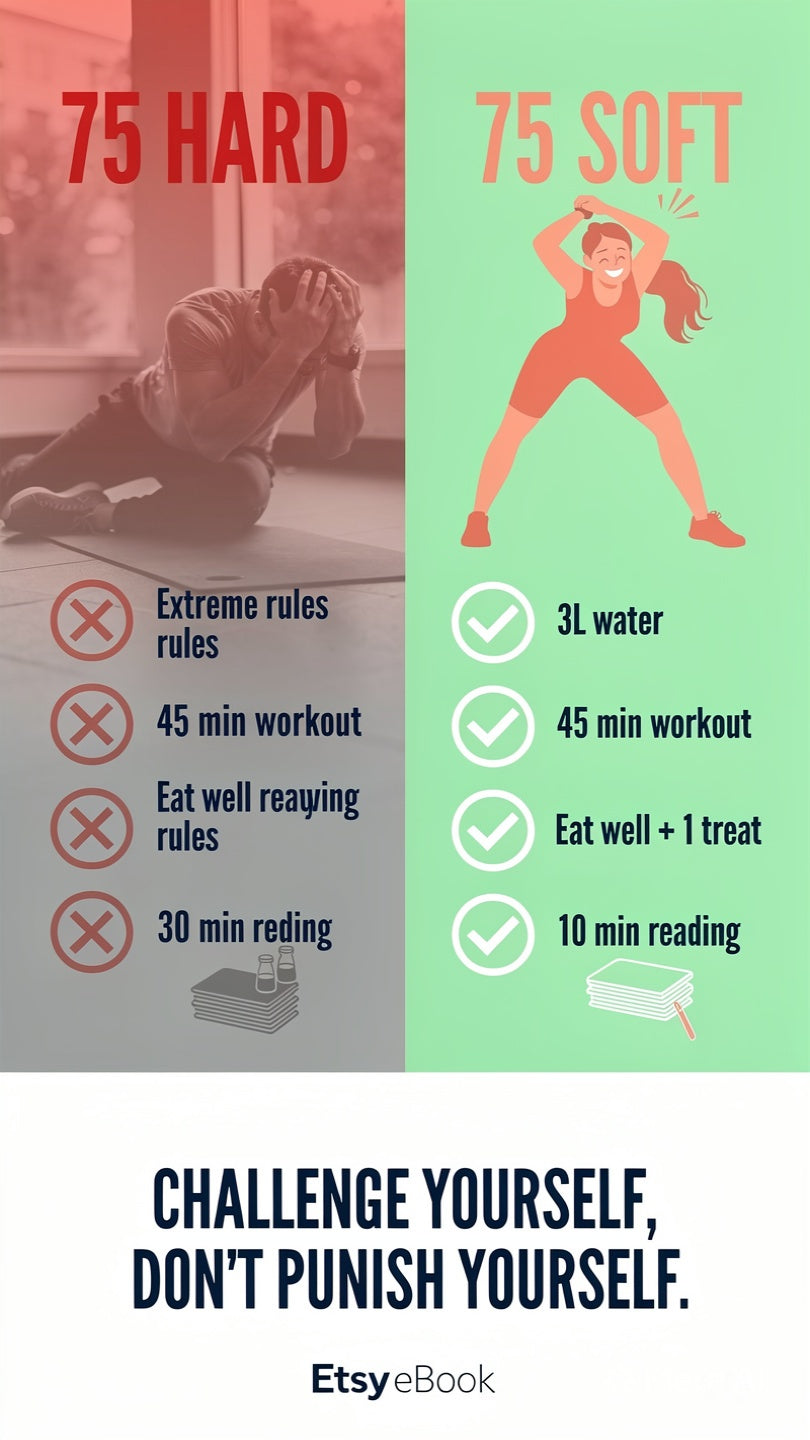 Sustainable 75 Soft Challenge Tracker eBook (Habit & Fitness Plan) | 3L Water, 45-Min Workout, 10-Min Reading