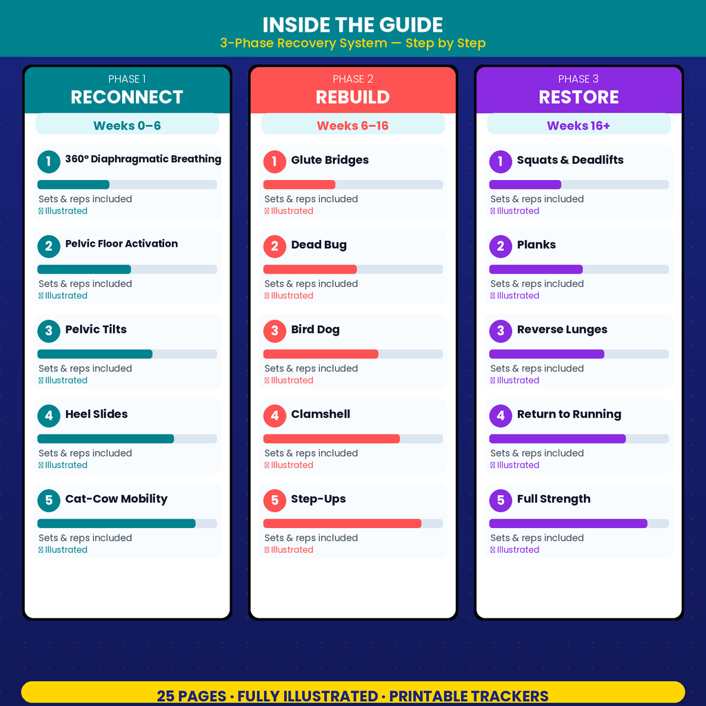 Pelvic Floor Strengthening Guide PDF | Postpartum Core Exercises | Diastasis Recti Recovery | New Mom Workout Plan Instant Download